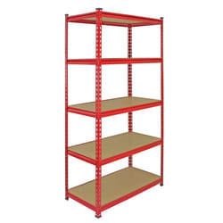 Heavy Duty Red Garage Z-Racking Unit 5Tier 90cm Warehouse Shelving System Bay (10)