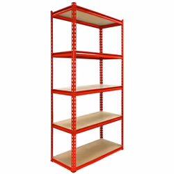 Heavy Duty Red Garage Z-Racking Unit 5Tier 90cm Warehouse Shelving System Bay (10)