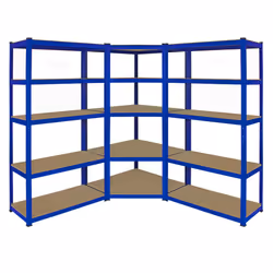 1 x Corner Racking Garage Shelving 2 x 90cm Bays Metal Heavy Duty MDF Shelves