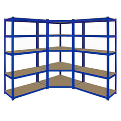 1 x Corner Racking Garage Shelving 2 x 90cm Bays Metal Heavy Duty MDF Shelves