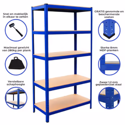1 x Corner Racking Garage Shelving 2 x 90cm Bays Metal Heavy Duty MDF Shelves