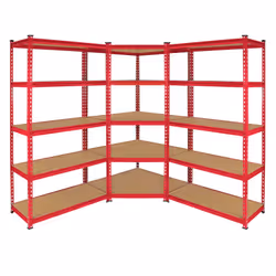 1 x Corner Racking Garage Shelving 2 x 90cm Bays Metal Heavy Duty MDF Shelves