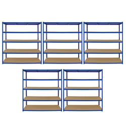 5 Bay Garage Storage Shed Shelving Metal Unit 5Tier 160cm Wide x 60cm Deep T-RAX