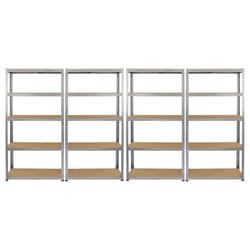 4 x Galvanised Steel Shelving MDF Shelves Heavy Duty Racking Storage 5 Tier Bays