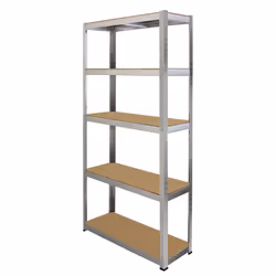 4 x Galvanised Steel Shelving MDF Shelves Heavy Duty Racking Storage 5 Tier Bays