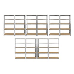 10 x Galvanised Steel Shelving MDF Shelves Heavy Duty Racking Storage 5 Tier Bay