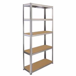 10 x Galvanised Steel Shelving MDF Shelves Heavy Duty Racking Storage 5 Tier Bay