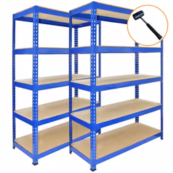 10 x Blue Racking Unit 5 Tier Garage Storage Warehouse Shelving 120x50x180cm