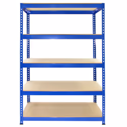 10 x Blue Racking Unit 5 Tier Garage Storage Warehouse Shelving 120x50x180cm
