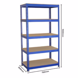 2 x Blue Racking Unit 5 Tier Garage Storage Warehouse Shelving 75 x 150 x 30cm