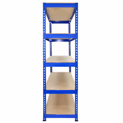 2 x Blue Racking Unit 5 Tier Garage Storage Warehouse Shelving 75 x 150 x 30cm