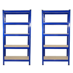 2 x Blue Racking Unit 5 Tier Garage Storage Warehouse Shelving 75 x 150 x 30cm