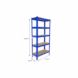 2 x Blue Racking Unit 5 Tier Garage Storage Warehouse Shelving 75 x 150 x 30cm - Additional view 11