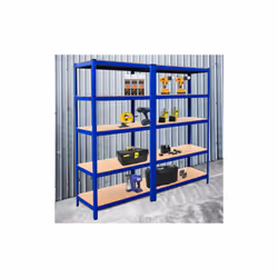 2 x Blue Racking Unit 5 Tier Garage Storage Warehouse Shelving 75 x 150 x 30cm
