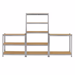 6 Silver Racking Units 5 Tier Garage Storage Warehouse Shelving 90 x 30 x 180cm