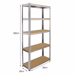 6 Silver Racking Units 5 Tier Garage Storage Warehouse Shelving 90 x 30 x 180cm - Additional view 5