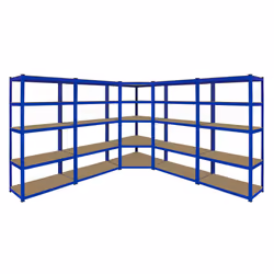 1 x Corner Racking Garage Shelving 4 x 90cm Bays Metal Heavy Duty MDF Shelves