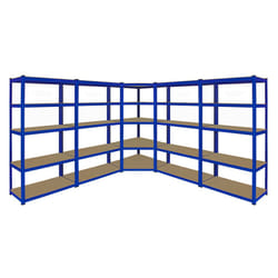1 x Corner Racking Garage Shelving 4 x 90cm Bays Metal Heavy Duty MDF Shelves