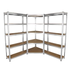 2 x 90cm Heavy Duty Racking & 1 x Corner Unit / Garage Galvanised Steel Shelving
