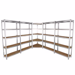 1 x Corner Unit & 4 x 90cm Shelving Bays / Galvanised Steel Shed Racking Bundle