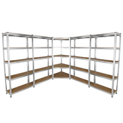1 x Corner Unit & 4 x 90cm Shelving Bays / Galvanised Steel Shed Racking Bundle
