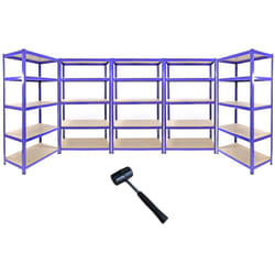 5 x 90cm Blue Warehouse Storage Bays / Garage Shed Shelving / Utility Racking