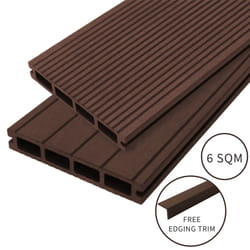 Composite Decking Boards Edging Wood Plastic Fixings Pack  / 6 SQM Conker Brown