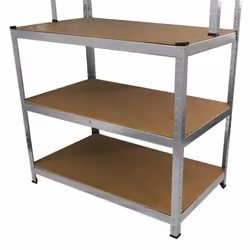 2 Silver Racking Units 5 Tier & Workbench Garage Storage Warehouse Shelving - Additional view 5