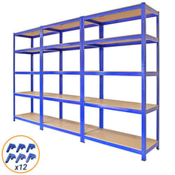 3 x Metal Racking Unit Warehouse 5 Tier Storage Shelves Garage Boltless Racks