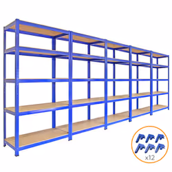 5 x 90cm Large Shelving Racking Units for Garage, Shed or Workshop Blue