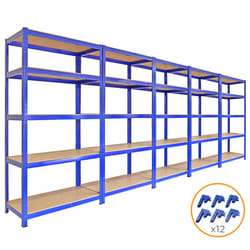 5 x 90cm Large Shelving Racking Units for Garage, Shed or Workshop Blue