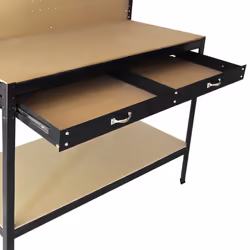 Workbench With Pegboard And Drawer Tool Garage Storage Heavy-Duty Steel Workshop DIY - Black - Additional view 4