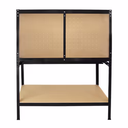 Workbench With Pegboard And Drawer Tool Garage Storage Heavy-Duty Steel Workshop DIY - Black - Additional view 5