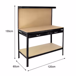 Workbench With Pegboard And Drawer Tool Garage Storage Heavy-Duty Steel Workshop DIY - Black - Additional view 8