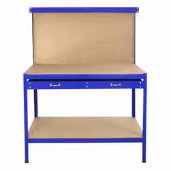 Workbench With Pegboard And Drawer Tool Garage Storage Heavy-Duty Steel Workshop DIY - Blue