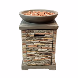 Gas Fire Pit Stone Outdoor Garden Square Propane Patio Heater Lava Rocks & Cover