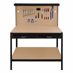 Workbench Pegboard Drawer LED Light Tool Garage - Black - Additional view 11