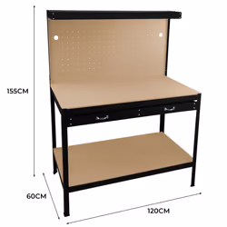 Workbench Pegboard Drawer LED Light Tool Garage - Black - Additional view 4
