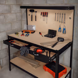 Workbench Pegboard Drawer LED Light Tool Garage - Black - Additional view 5