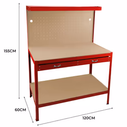Workbench Pegboard Drawer LED Light Tool Garage - Red - Additional view 4
