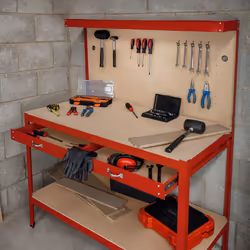 Workbench Pegboard Drawer LED Light Tool Garage - Red - Additional view 5
