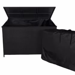 Rattan Corner Furniture Set & Garden Storage Box Black Large Outdoor