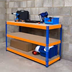 S-Rax 2 Tier Orange & Blue Workbenches - S-Rax 2 Tier Orange & Blue Workbench 180cm x 60cm x 90cm - Additional view 5