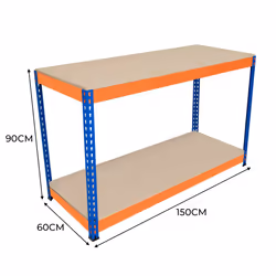 S-Rax 2 Tier Orange & Blue Workbenches - S-Rax 2 Tier Orange & Blue Workbench 150cm x 60cm x 90cm - Additional view 5