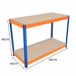 S-Rax 2 Tier Orange & Blue Workbenches - S-Rax 2 Tier Orange & Blue Workbench 120cm x 60cm x 90cm - Additional view 5