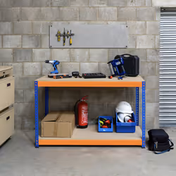 S-Rax 2 Tier Orange & Blue Workbenches - S-Rax 2 Tier Orange & Blue Workbench 90cm x 45cm x 90cm - Additional view 4