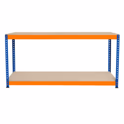 S-Rax 2 Tier Orange & Blue Workbenches - S-Rax 2 Tier Orange & Blue Workbench 180cm x 45cm x 90cm