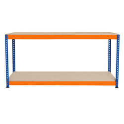 S-Rax 2 Tier Orange & Blue Workbenches - S-Rax 2 Tier Orange & Blue Workbench 180cm x 45cm x 90cm