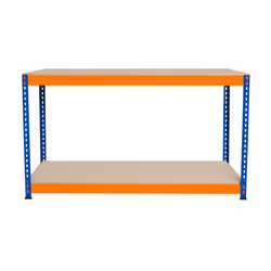 S-Rax 2 Tier Orange & Blue Workbenches - S-Rax 2 Tier Orange & Blue Workbench 150cm x 45cm x 90cm