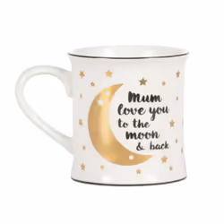Gold, Black &  White 'Mum Love You to the Moon' Mug Mother's Day Gift